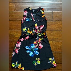 Mossimo black floral sleeveless dress small